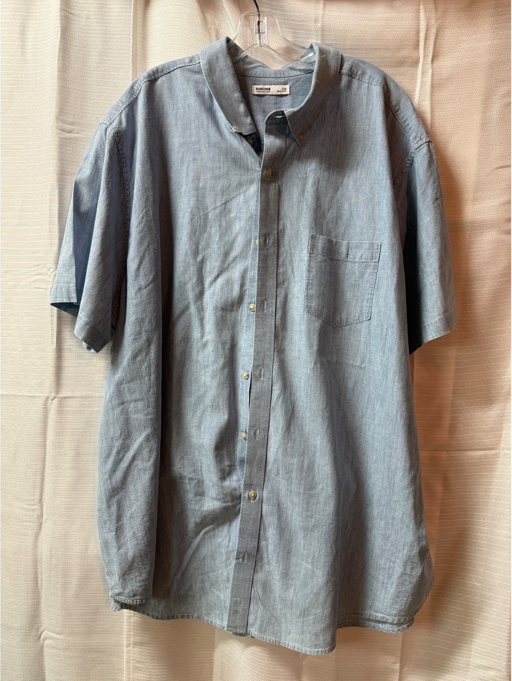 Sonoma Men's Light Blue 100% Cotton Short Sleeve Button-Up Shirt Size 2XB